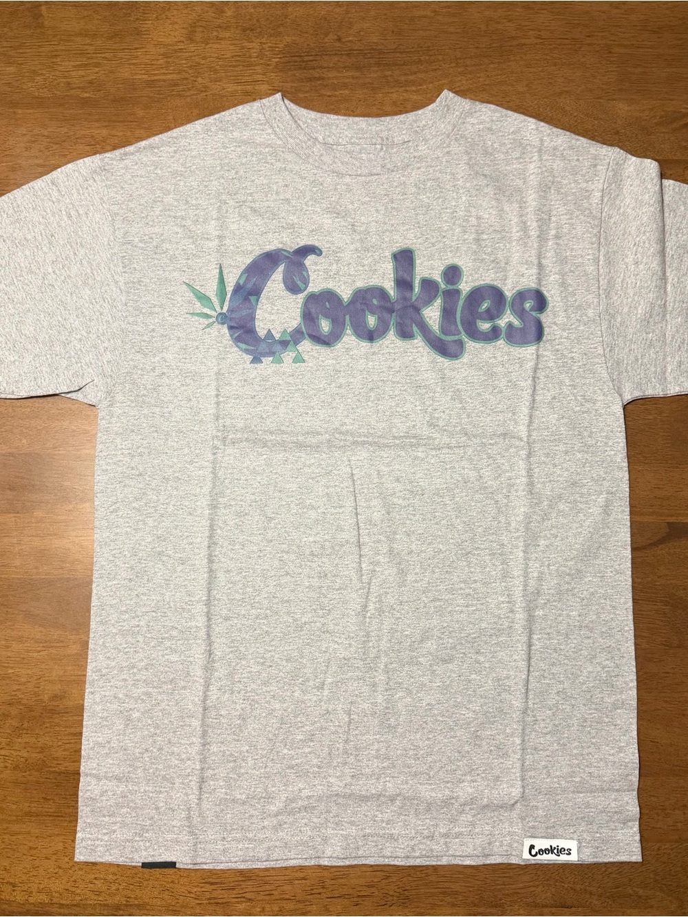 Cookies Heather Gray Logo Tee - Gray with Purple Script